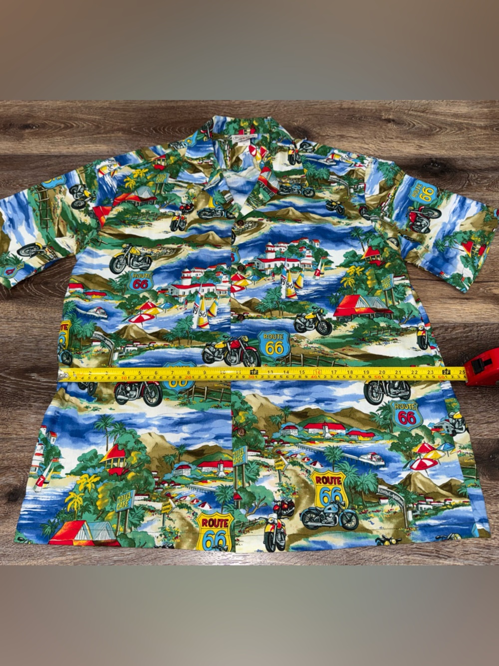 Route 66 Beach Cotton Hawaiian Shirt All Over Print Lightweight Button Down XL - Picture 8 of 10